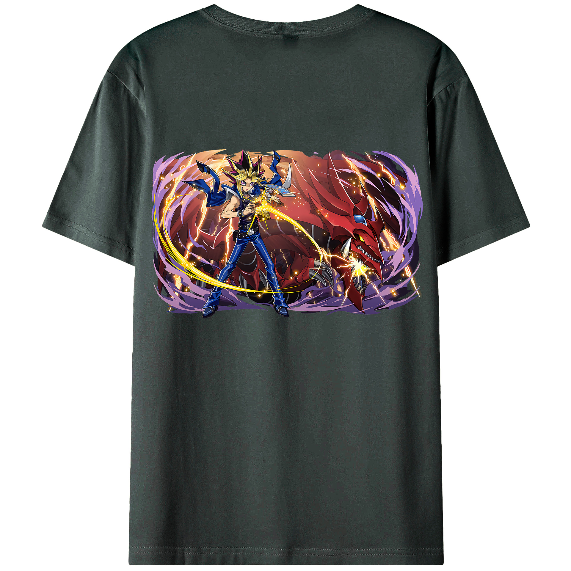 （画像用） 遊☆戯☆王 Yu-Gi-Oh! 綿100％ メンズ半袖Tシャツ（バックプリント） 通気性